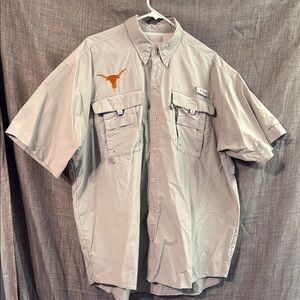 Men's Grey Columbia PFG Omni-Shade UT University of Texas Longhorns short sleeve
